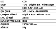 MERCURE LEDLİ KALEM TİP FENER MC-6615-C ŞARJLI