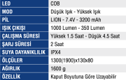 MERCURE LEDLİ KAPUT FENERİ MC-6856 ŞARJLI