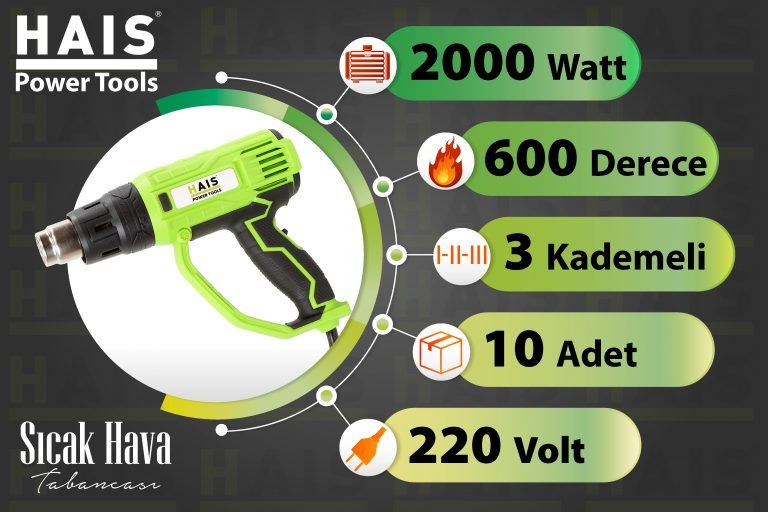 HAIS SICAK HAVA TABANCASI HG12 2000 WATT