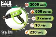 HAIS SICAK HAVA TABANCASI HG12 2000 WATT