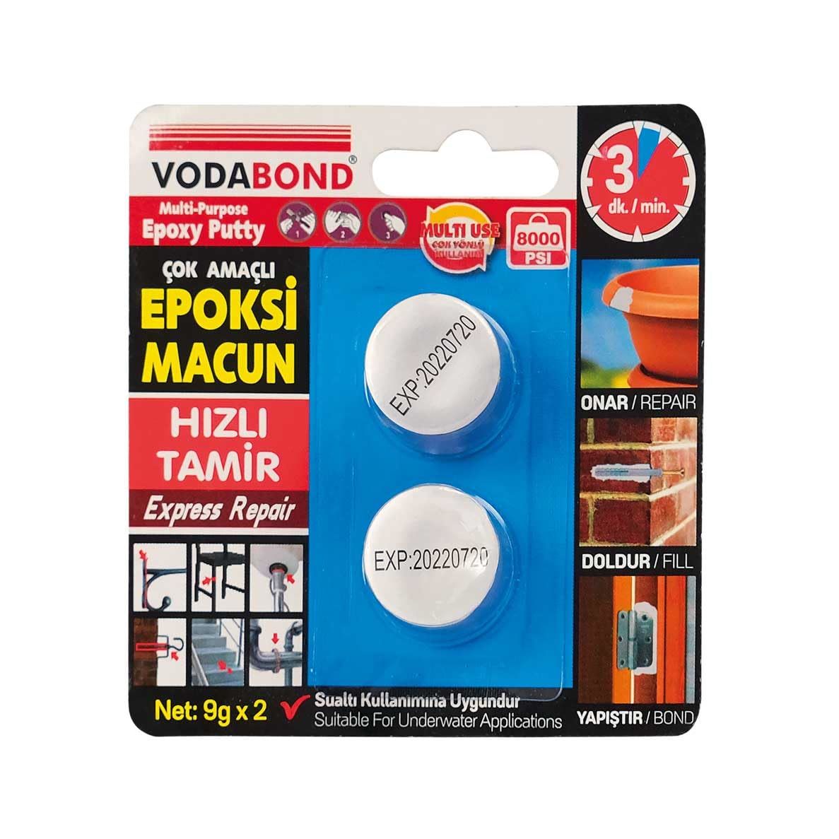 VODABOND EPOKSİ TAMİR MACUNU 9 GR  BEYAZ