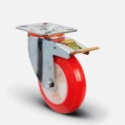 LASTİK TEKERLEK SARHOŞ FRENLİ 125 - 40 MM KIRMIZI